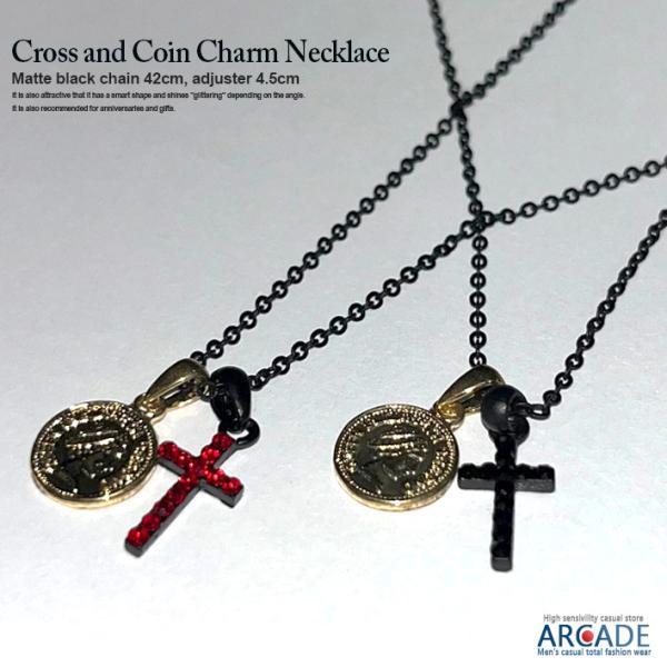 ネックレス メンズ レディース アクセサリー クロス コインチャーム/爆買