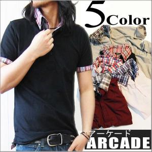 2枚襟チェックボタンダウンポロシャツ/爆買