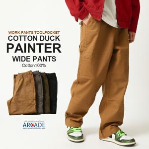 ワイドダックパンツ メンズ ペインターパンツ コットン ズボン ワークパンツ 丈夫 頑丈 アメカジ タフ ボトムス おしゃれ ストレート ミリタリー/爆買