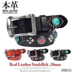 半額SALE 50%OFFセール》スタッズ ベルト メンズ 本革 牛革 40mm