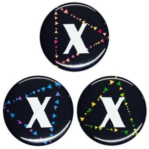 アルファベット缶バッジ-Triangles- 【X】 選べる3色 クリップ（ピンなし）タイプ｜arcanbadge