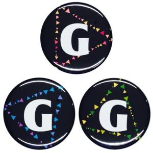アルファベット缶バッジ-Triangles- 【G】 選べる3色 ボタンタイプ｜arcanbadge