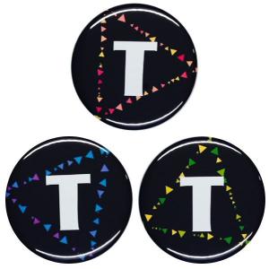 アルファベット缶バッジ-Triangles- 【T】 選べる3色 バッジリールタイプ｜arcanbadge