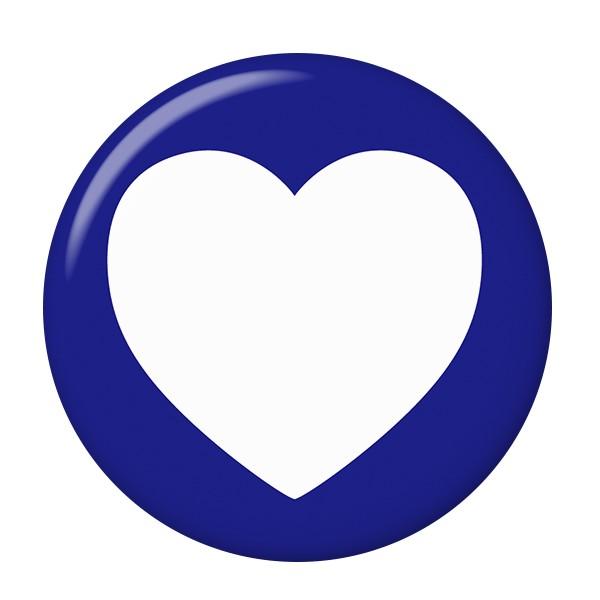 デコハート缶バッジ 【無地ブルー】 ボタンタイプ