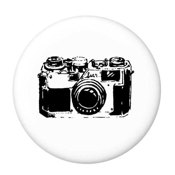 モノトーンカメラ缶バッジ 【一眼粗目】 ボタンタイプ