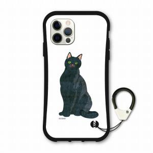 iPhone13 ケース i-coronケース iphone15 iphone14 XS XR 8plus スマホケース カバー 耐衝撃 アニマル柄 黒猫 おすわり ネコ 猫 ねこちゃん｜arcdesign-store