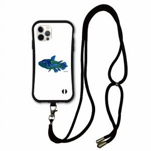 iPhoneSE 第3世代 第2世代 i-coronケース ショルダーストラップ付 iphone15 Pro 14 13 12 スマホケース 耐衝撃 シーラカンス 魚 生きている化石｜arcdesign-store