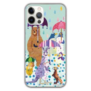 【優良配送】 iPhone14 Pro ケース アニマル柄 アイフォン 14 Pro Max 15 13 12 11 SE 第3世代 ハードケース 雨と動物たち 傘をさす クマ カンガルー｜arcdesign-store