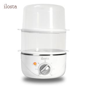 Ilosta スチームクッカー ゆで卵メーカー【タイマー付き】簡単 蒸し器【食育インストラクター監修】空焚き防止機能【2段 】PSE認証 食品検査済み 玉子 イロスタ