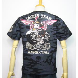 VANSON×クローズWORST (武装戦線 Ｔ・Ｆ・Ｏ・Ａ)KKK デスラビット バイク柄半袖Tシャツ CRV-912【ブラックカモ】(1992)新作/送料無料｜arches