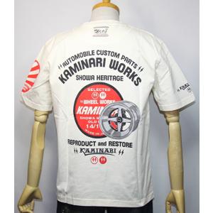 カミナリモータース KAMINARI 雷 エフ商会 旧車 車 ホイール事業 ホイール『KAMINARI WORKS』半袖Ｔシャツ KMT-223【オフホワイト】(2846)新品｜arches