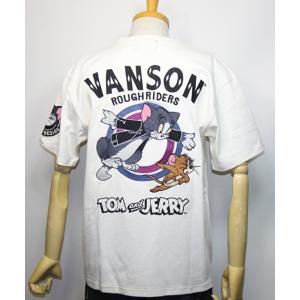 VANSON・バンソン × トムとジェリー（TOM＆JERRY) コラボ レトロ柄 半袖Tシャツ TJV-2218【ナチュラル】(2742)新品/送料無料｜arches