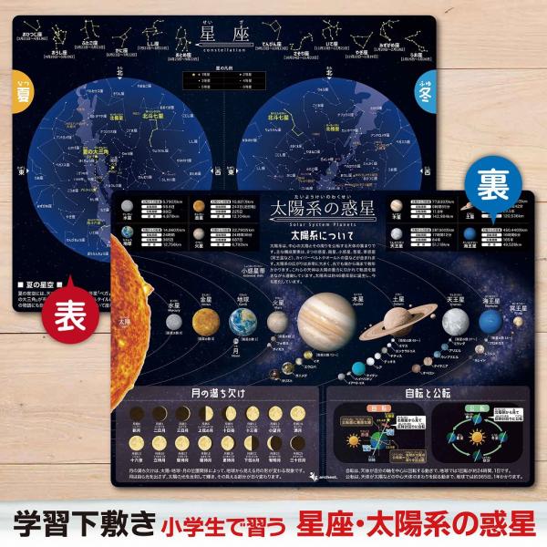 下敷き 星座 太陽系の惑星 A4 (21×29.7cm) 角丸・両面タイプ 書きやすい 学校 勉強 ...