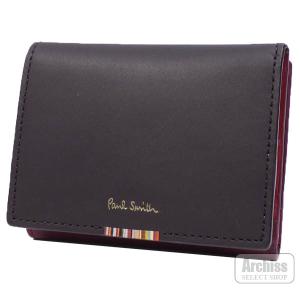 ポールスミス Paul Smith 小銭入れ 財布 コインケース 2折 二つ折り ワインレッド ブラウン マルチストライプ タブ シリーズ メンズ ギフト PSQ110-80 S66242