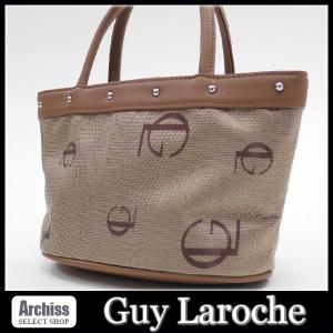 ギ・ラロッシュ Guy Laroche 茶ロゴモノグラム刺繍スナップボタン付きミニトートバッグ レディース S30307-09・S31126