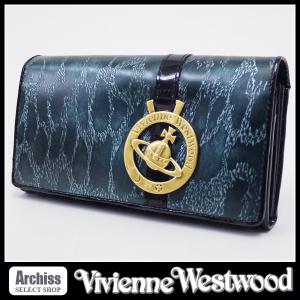 ヴィヴィアンウエストウッド Vivienne Westwood レディース 長財布 ネイビー エンボス レオパード柄 ゴールド オーブプレート付 訳あり 3118R402-NV S57558