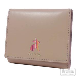 ポールスミス Paul Smith 2折財布 二つ折り 二つ折財布 ベージュ マーケトリー ストライプ ラビット シリーズ コンパクト レディース 訳あり PWD995-90 S66975