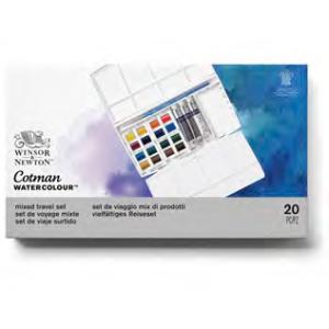 CWC ハーフパン16色＋8ｍｌチューブ3色ミックストラベルセット　コットマン・ウォーターカラー W...
