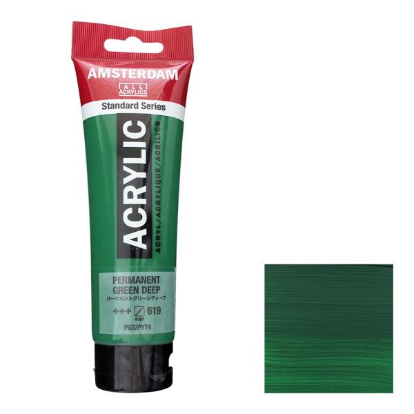 アムステルダム アクリリックカラー 120mL パーマネントグリーンディープ T1709-619 ス...