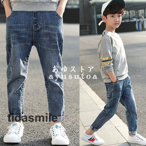 デニムパンツ キッズ 子供服 男の子 ロングパンツ 春夏秋 長ズボン ボトムス ジーンズ ストレッチ...