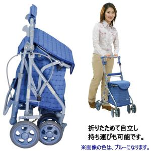 シルバーカー リズムRWC 二筋格子ブルー 島製作所の詳細画像2