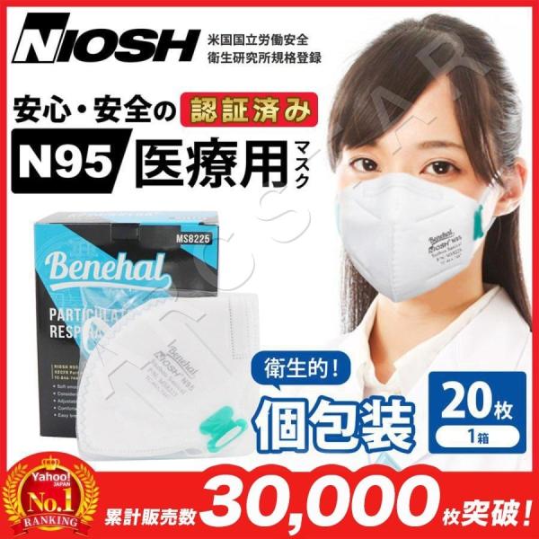 n95マスク N95 マスク NIOSH 医療用 NIOSH認証 FFP3 FFP2 20枚