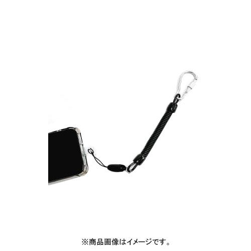 スマホペタスト カールコードストラップ ブラック 取寄品 ムサシトレイディング PS05BK