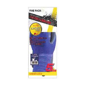 13G天然ゴム背抜き手袋 ブルー LL 5双パック おたふく A-375