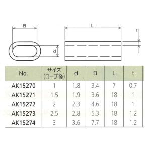 クランプ管 アルミ ロープ径1.5 浅野金属工...の詳細画像1