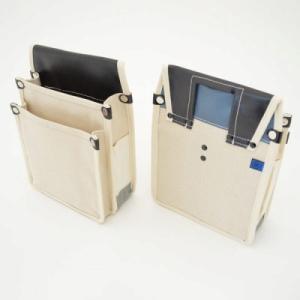 内ポケット付 防水帆布腰袋 改良型 白 マルキン印 YK-05