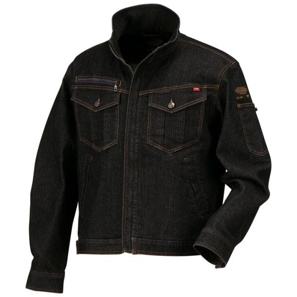 激ラク デニムブルゾン ブラック 3L 取寄品 カジメイク 6820