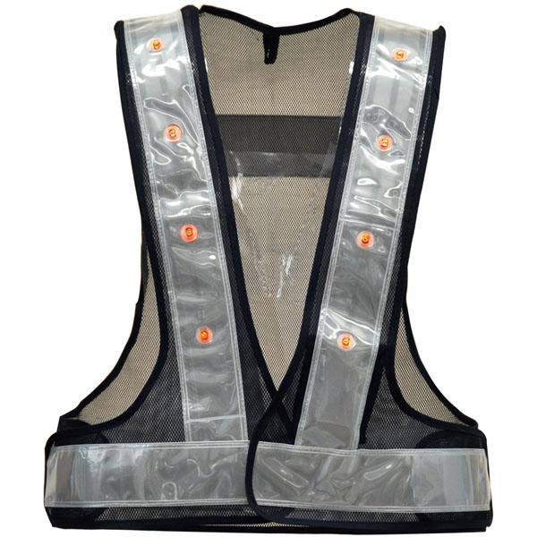 LED安全ベスト 紺地/白 フリーサイズ 取寄品 ミズケイ 5916502