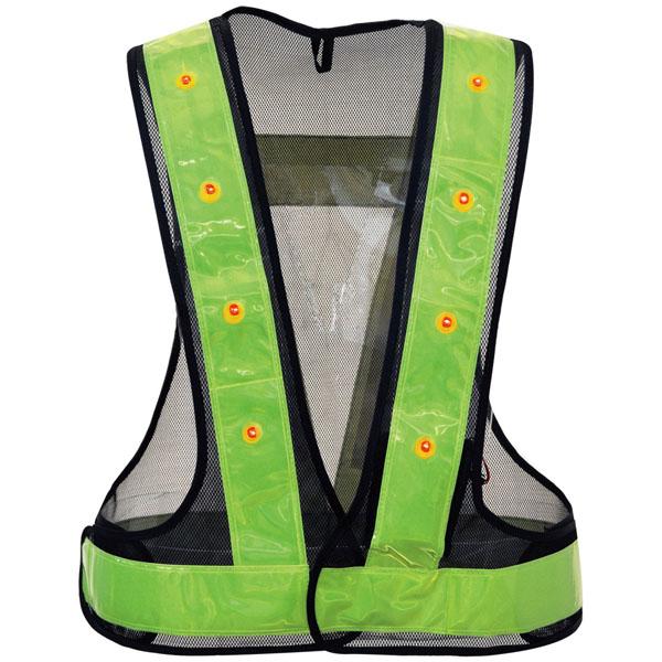 LED安全ベスト 紺地/黄 フリーサイズ 取寄品 ミズケイ 5916505