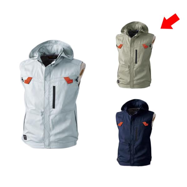 G.GROUND EF用 コットンベスト カーキ 3Lサイズ ※服地のみ  取寄品 SOWA(桑和)...
