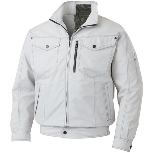 空調風神服 ※服地のみ ファンネット付き長袖ブルゾン 風神ベスト用 シルバー 5L サンエス KF9...