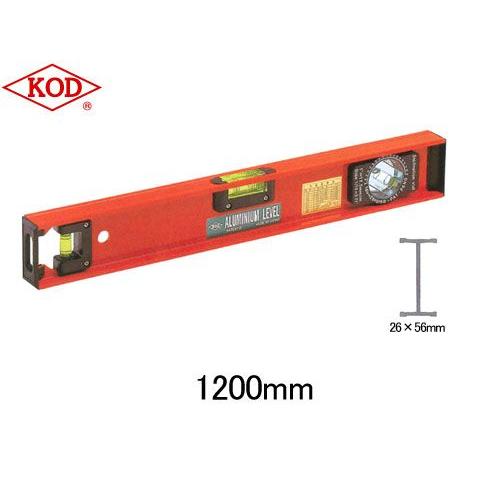 KOD　角度計付I型アルミレベル(メラミン塗装)1200mm　L-240 INC