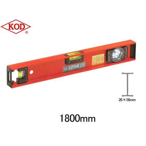 KOD　角度計付I型アルミレベル(メラミン塗装)1800mm　L-240 INC