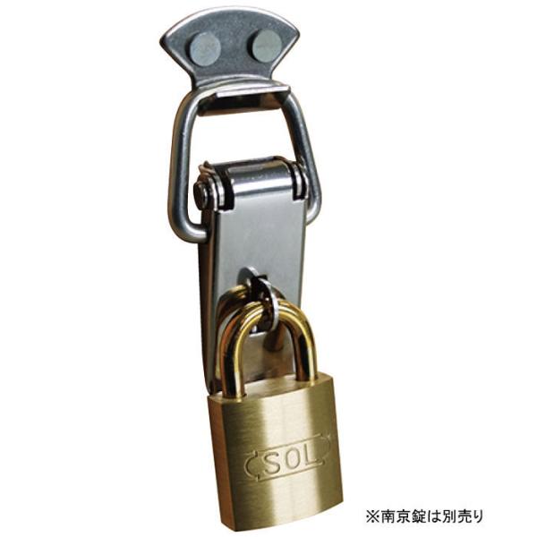 ステンレスパッチン錠 カギ穴付き ツル首 50mm 袋入り SUS304 取寄品 SOL HARD ...