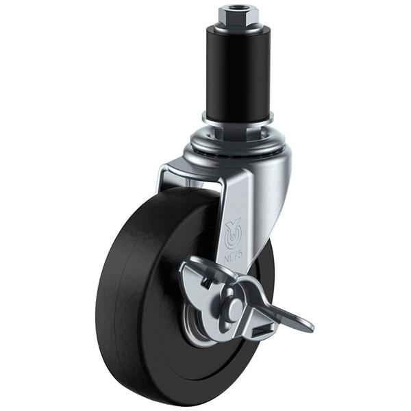 LTF-S型 自在車・ストッパー付 差込式 50mm パイプ径22 ゴム ※取寄品 ユーエイキャスタ...