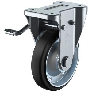 KB型 固定車ストッパー付 レバー式/左 100mm 導電ゴム ユーエイキャスター WEKB-100Lの商品画像