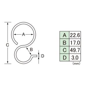 径19用パイプ用Sカン(鉄製)パック品(5個入...の詳細画像1