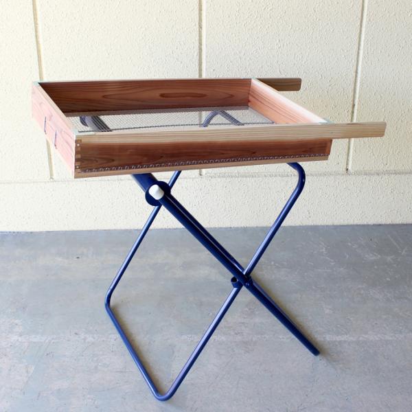 角トーシ 角ふるい セット(砂ふるい＋ふるい台) 目寸法1.5分(4.5mm) 角フルイ 木製 木枠...