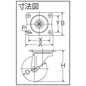 ナイロンキャスター 自在式 車輪径75mm ハ...の詳細画像1