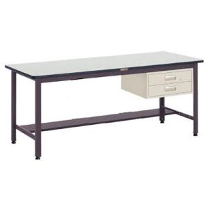 中量作業台 500kg型 2段引出付 リノ天板 1800×750×740mm 代引不可 メーカー直送...