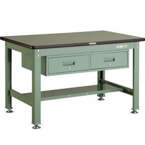 中量作業台 1200kg型 2列引出付 リノ天板 1200×750×740mm 代引不可 メーカー直...