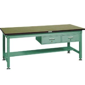 中量作業台 1200kg型 2列引出付 リノ天板 1800×900×740mm 代引不可 メーカー直...