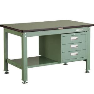 中量作業台 1200kg型 3段キャビネット付 リノ天板 1200×750×740mm 代引不可 メ...