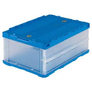 薄型折りたたみコンテナ(スライドロックフタ付)外寸530×366×232mm 半透明 トラスコ TR...