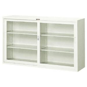 ガラス戸引違書庫(シリンダー錠・棚板4枚)1500×400×880mm【代引不可・メーカー直送品 車...