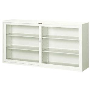 ガラス戸引違書庫(シリンダー錠・棚板4枚)1760×400×880mm【代引不可・メーカー直送品 車...